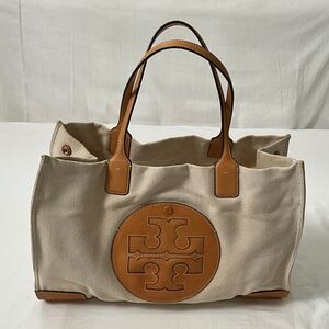 TORY BURCH Canvas & Leather Ella Tote Beige Natural